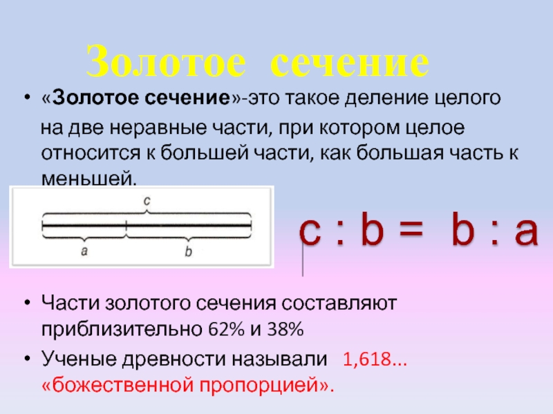 Золотая пропорция проект по математике 10 класс