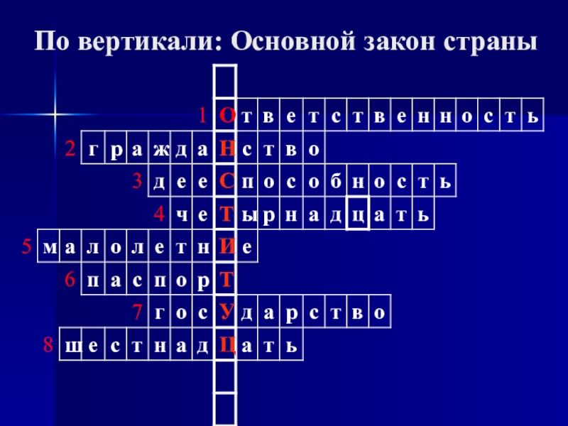 Лишение свободы кроссворд