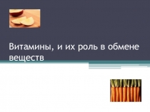 Презентация Витамины и их роль в обмене веществ