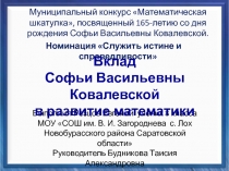 Презентация Вклад Софьи Васильевны Ковалевской в математику