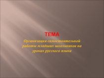 Организация самостоятельной работы младших школьников на уроках русского языка