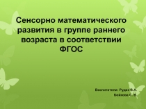 Сенсорно математического развития в группе раннего возраста в соответствии ФГОС