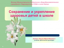 Презентация по физической культуре Сохранение и укрепление здоровья детей в школе