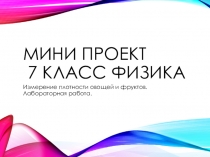 Мини проект.Лабораторная работа. Измерение плотность овощей и фруктов