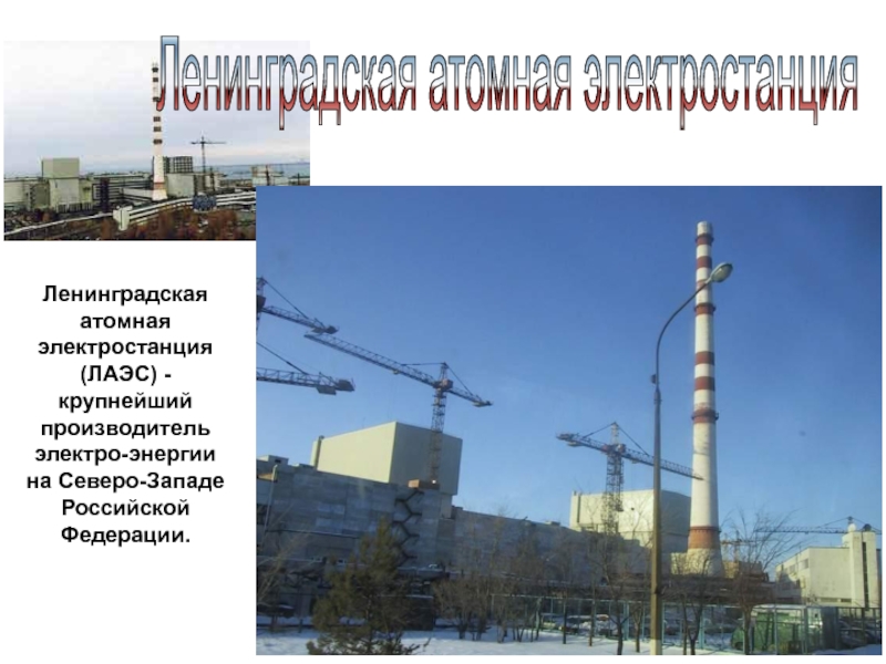 Ленинградская атомная электростанция Ленинградская атомная электростанция (ЛАЭС) - крупнейший производитель электро-энергии на Северо-Западе Российской Федерации.