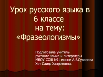 Презентация по русскому языку на тему Фразеологизмы
