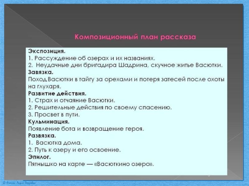 Сочинение на тему как васютка выжил в тайге 5 класс литература по плану