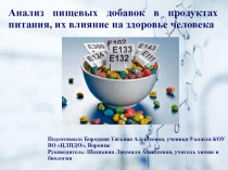 Презентация по теме:Анализ пищевых добавок в продуктах питания, их влияние на здоровье человека