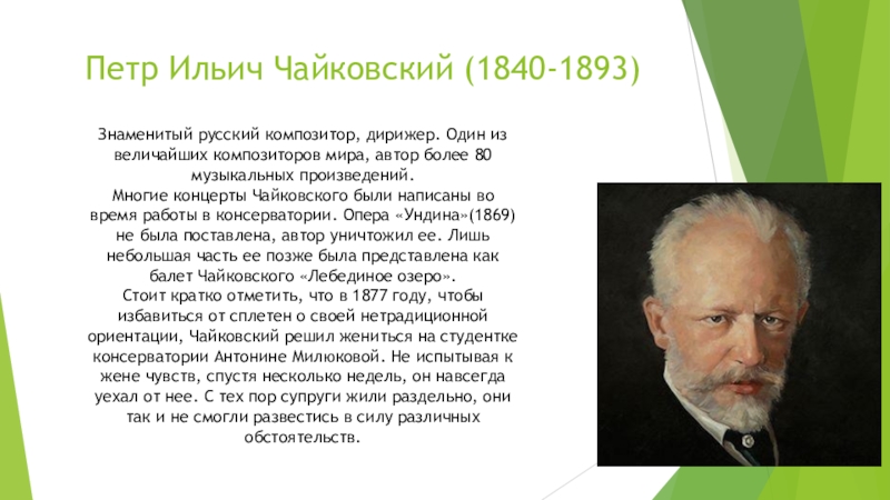 Чайковский основной. П. И. Чайковский (1840—1893 гг.)кратко для детей.