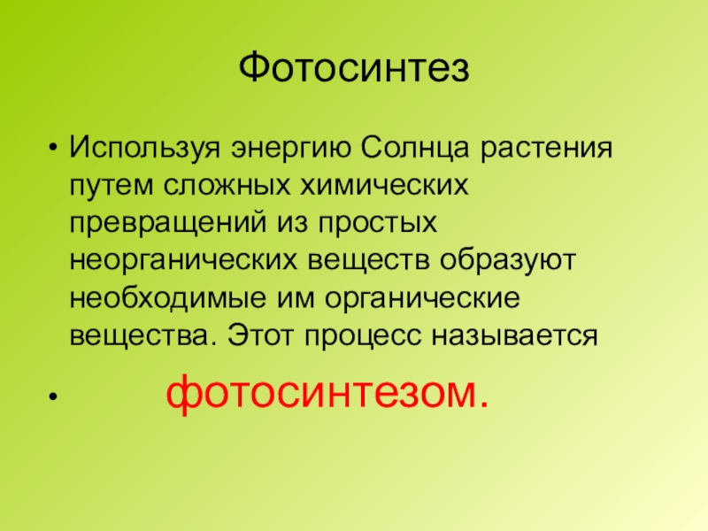 Презентация на тему фотосинтез 6 класс по биологии