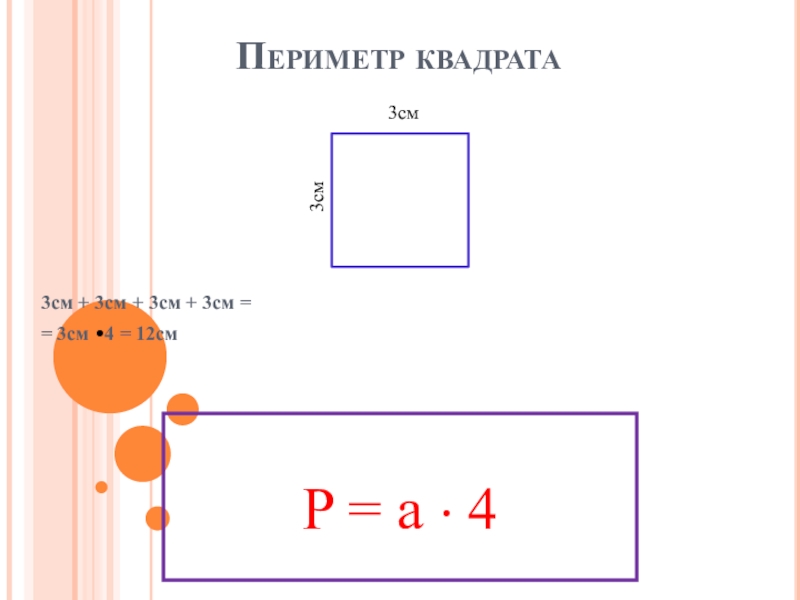 Площадь и периметр квадрата 3 см