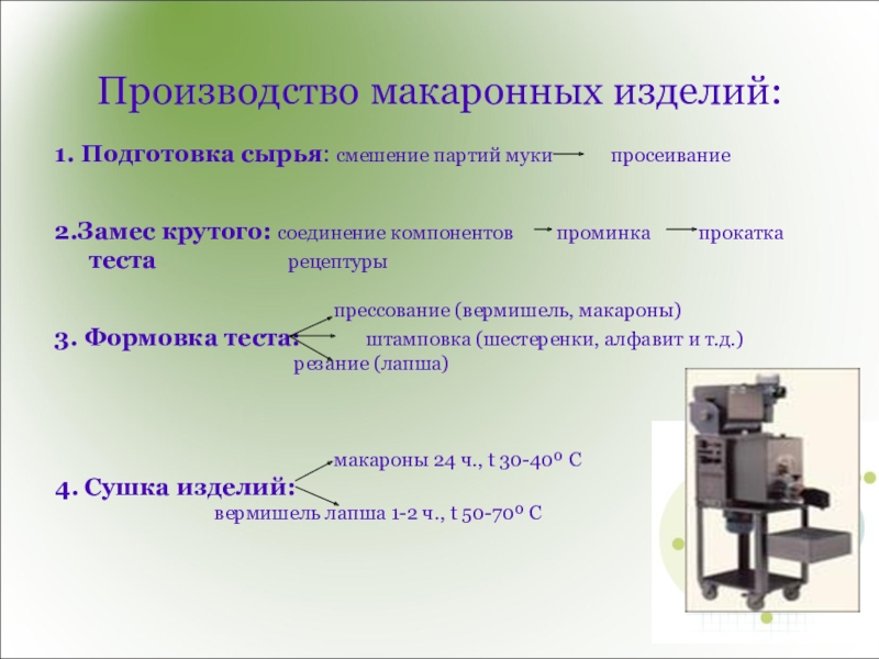 Дозирование сырья и замес теста