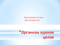 Презентация по биологии Организм единое целое