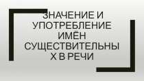 Презентация по русскому языку на тему Значение и употребление имён существительных в речи