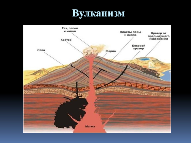 Вулканические образуются в результате. Эндогенные процессы вулканизм. Процесс вулканизма. Образование вулканов. Строение вулкана.