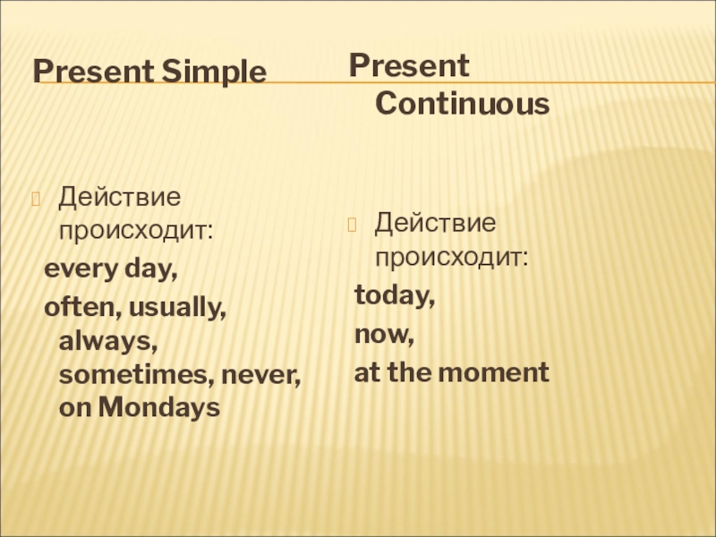 Past simple действие происходит. Презент Симпл действие происходит. Present Continuous usually. Презент Симпл эври Дэй. Present simple.