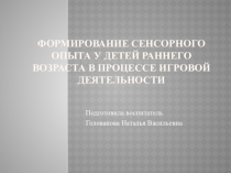 Формирование сенсорного опыта у детей раннего возраста в процессе игровой деятельности