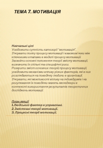 Кравчук ЮБ Принципи менеджменту. ТЕМА 7. МОТИВАЦІЯ