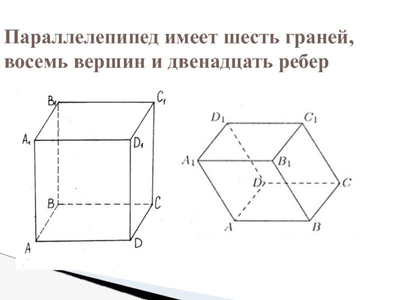 Параллелепипед имеет ребер. Шесть граней параллелепипеда. 8 Вершин параллелепипеда. Параллелепипед имеет 6 граней. Сколько граней у параллелепипеда.