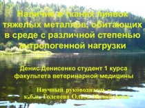 Наличие в тканях пиявок тяжелых металлов, обитающих в среде с различной степенью антропогенной нагрузки