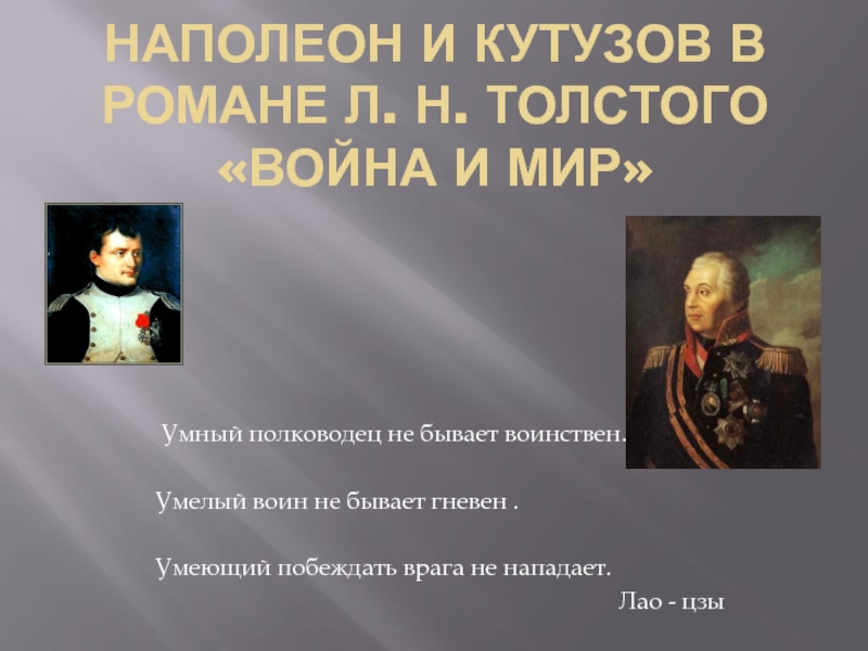 Изображение двух полководцев в романе война и мир