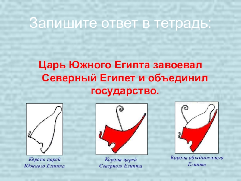 Объединение северного и южного египта. Царь Северного Египта царь Южного Египта. Короны царей Северного и Южного Египта. Корона правителя Южного Египта.. Корона Северного Египта.