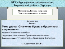 Урок в 1 классе Значение буквы в буквенном выражении