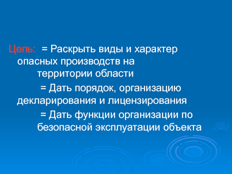 Цель производителя. Виды и характер опасных производств..