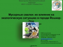 Презентация экологического проекта Мусорные свалки: их влияние на экологическую ситуацию в городе Йошкар-Оле