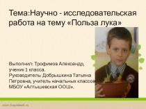 Презентация по окружающему миру на тему Польза лука