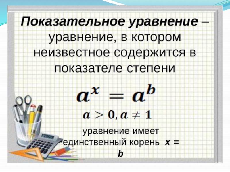 Презентация показательные уравнения 10 класс алимов