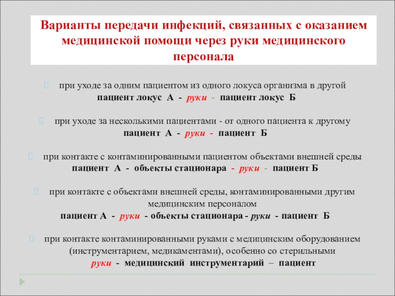 Инфекции, связанные с оказанием медицинской помощи: понятие, источники инфекции, механизмы передачи