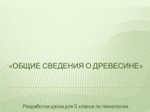 Презентация по технологии (мальчики) для 5 класса Общие сведения о древесине