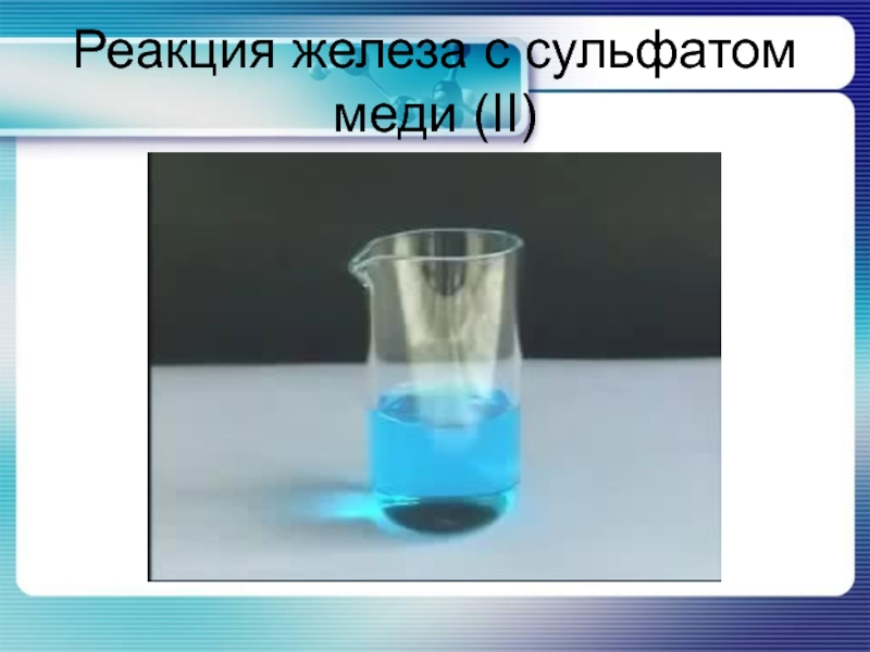 Реакция железа с сульфатом меди (II)