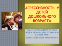Презентация по психологии Профилактика агрессивного поведения у дошкольников