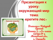 Презентация по окружающему мируБерегите лес