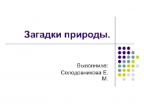 Презентация по окружающему миру Загадки природы