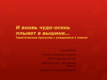 Презентация к уроку Окружающий мир И вновь чудо-осень плывет в вышине. Тематическая прогулка с учащимися 1 класса
