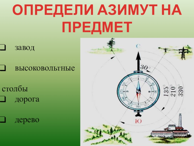 Азимут на местности. Азимут на предмет. Прибор для определения азимута. Азимут цели. Определи Азимут объектов.