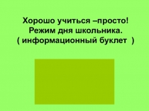 Информационный буклет  Хорошо учиться-просто!