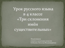 Презентация по русскому языку Три склонения имён существительных (4 класс)