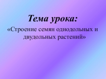 Строение семян однодольных и двудольных