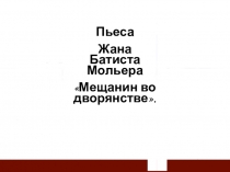 Презентация по литературе Ж.Б.Мольер Мещанин во дворянстве