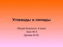 Презентация по биологии на тему Углеводы и липиды