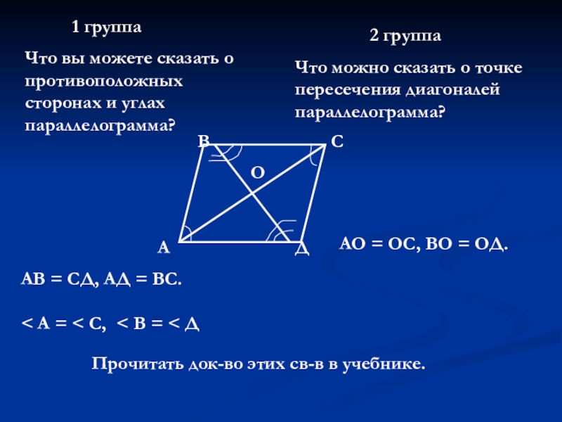 Вершина d параллелограмма abcd. Точка пересечения диагоналей параллелограмма. Диагонали параллелограмма АВСД пересекаются в точке о. Две смежные вершины параллелограмма. Пересечение диагоналей параллелограмма.