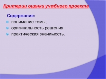 Критерии оценки учебного проекта