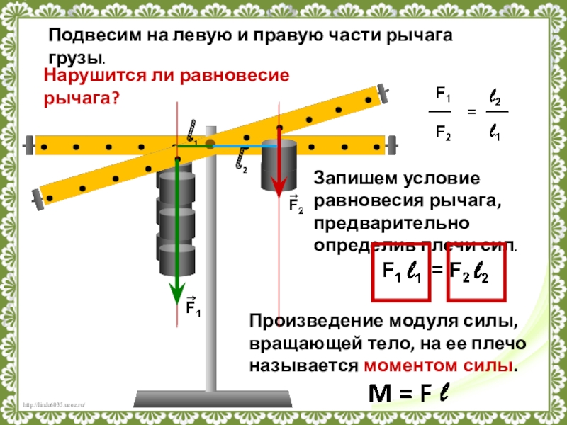 Равновесие подвешенных грузов. Формула расчета плеча рычага. Формула расчёта длины плеча рычага. Расчёт рычага и силы. Расчет усилия на рычаге.