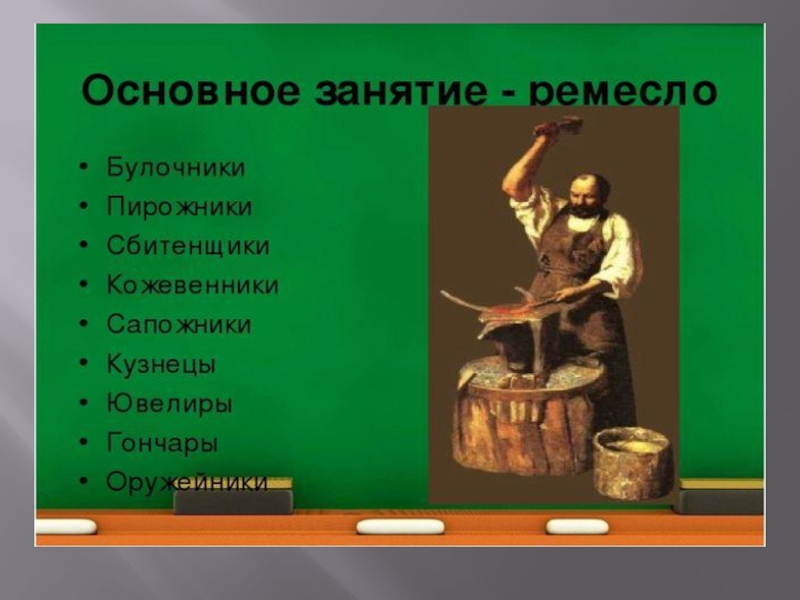 Заполни схему приведи примеры ремесел которые существовали в россии к 18 веку