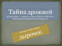 Презентация исследовательской работы Почему в хлебе столько дырочек?