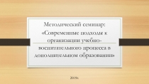 Методический семинар Современные подходы к организации учебно-воспитательного процесса в дополнительном образовании